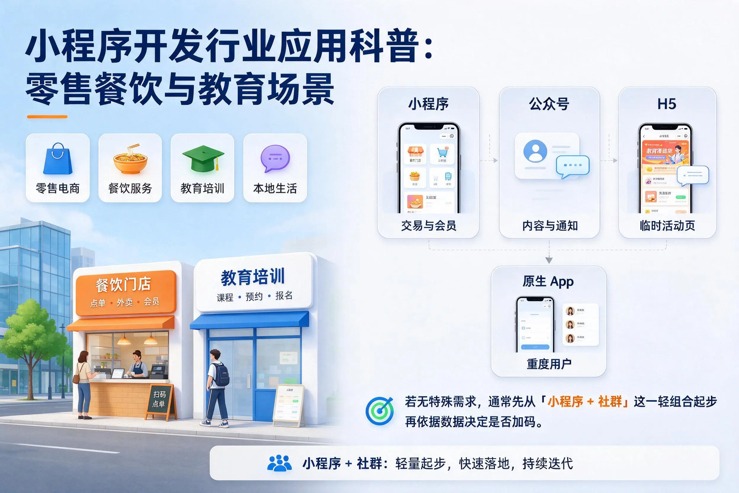 吉林小程序开发行业应用科普：零售餐饮与教育场景