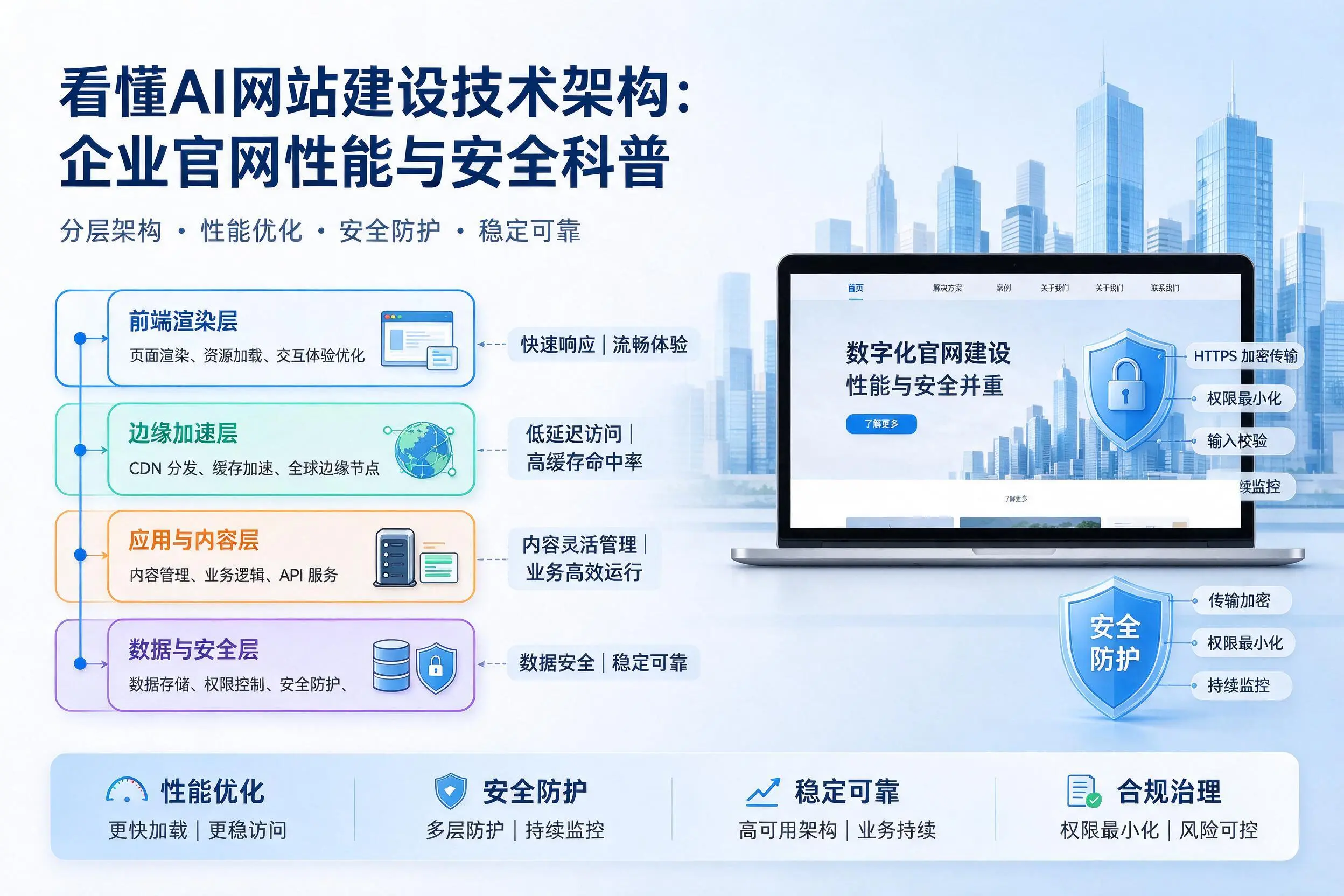 看懂AI网站建设技术架构:吉林企业官网性能与安全科普