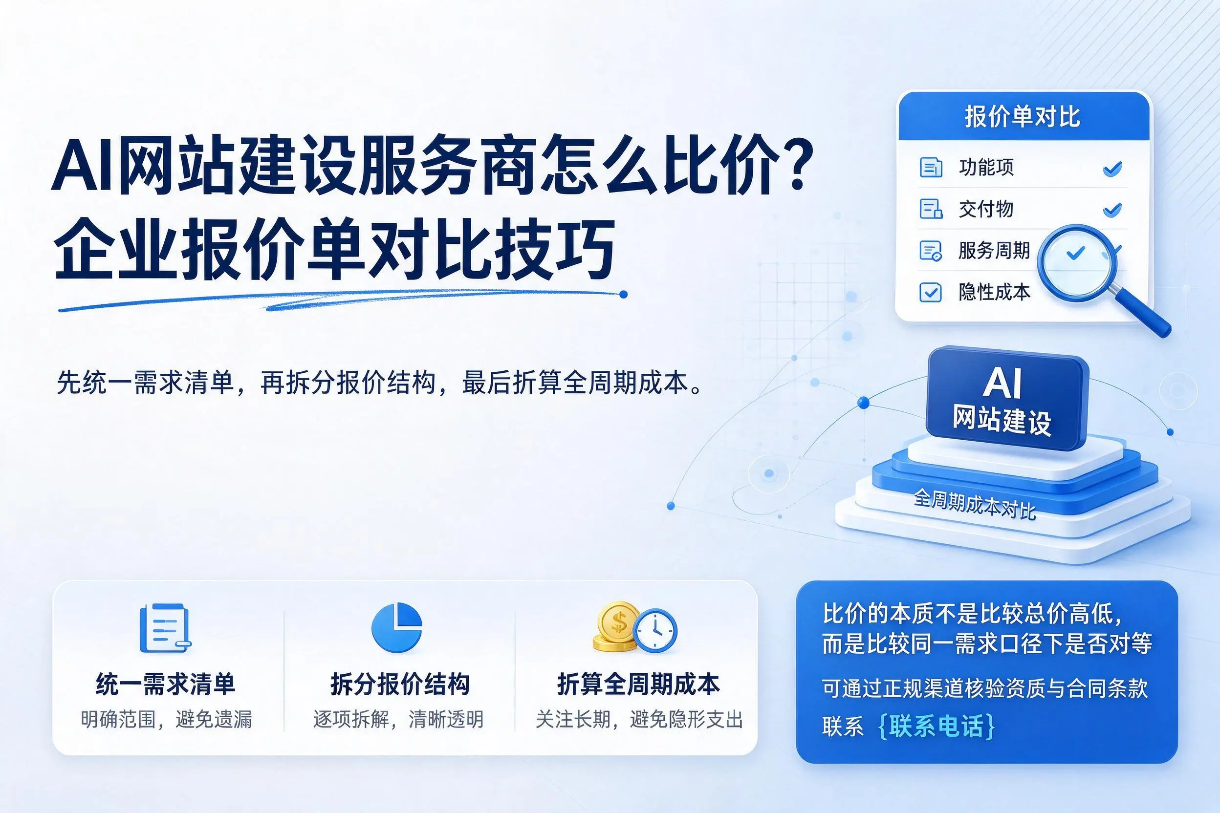 AI网站建设服务商怎么比价?吉林企业报价单对比技巧