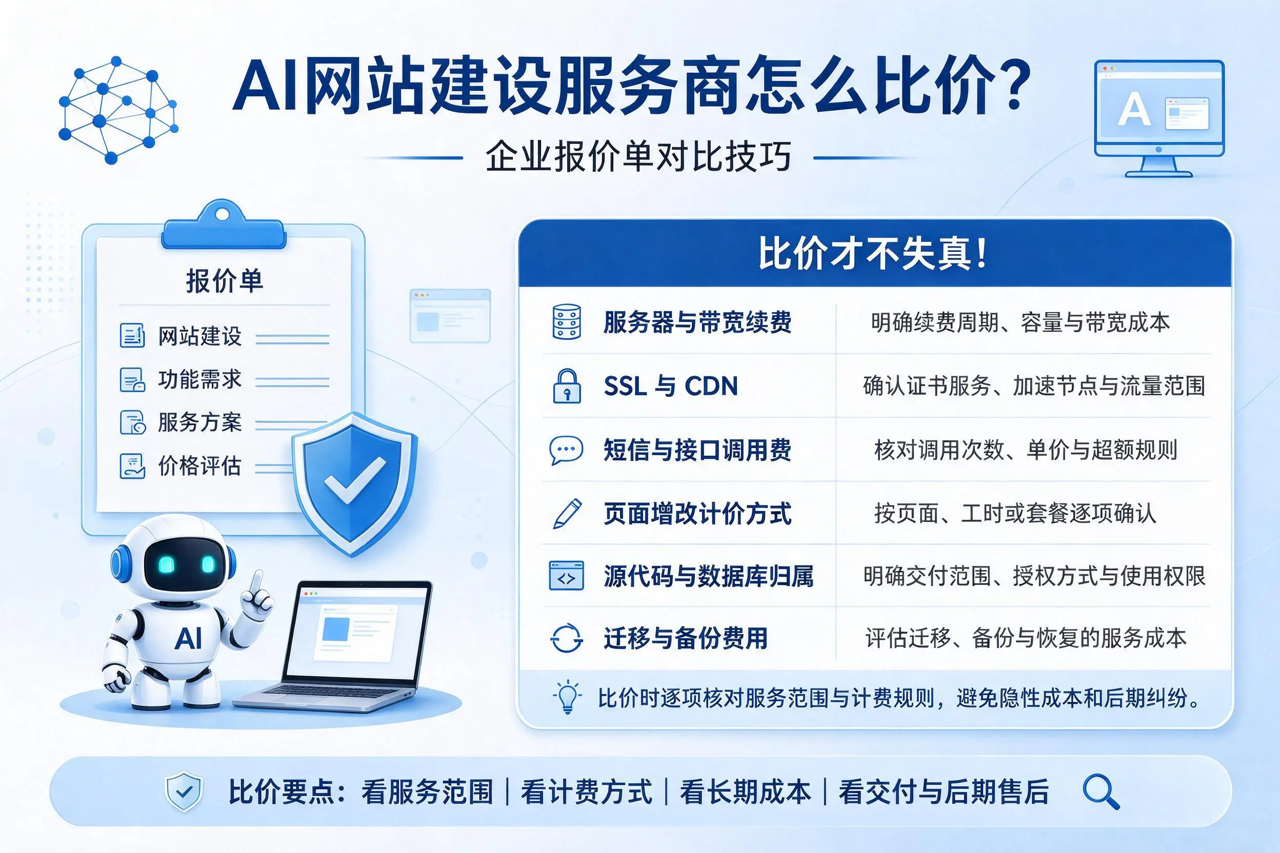 AI网站建设服务商怎么比价?吉林企业报价单对比技巧
