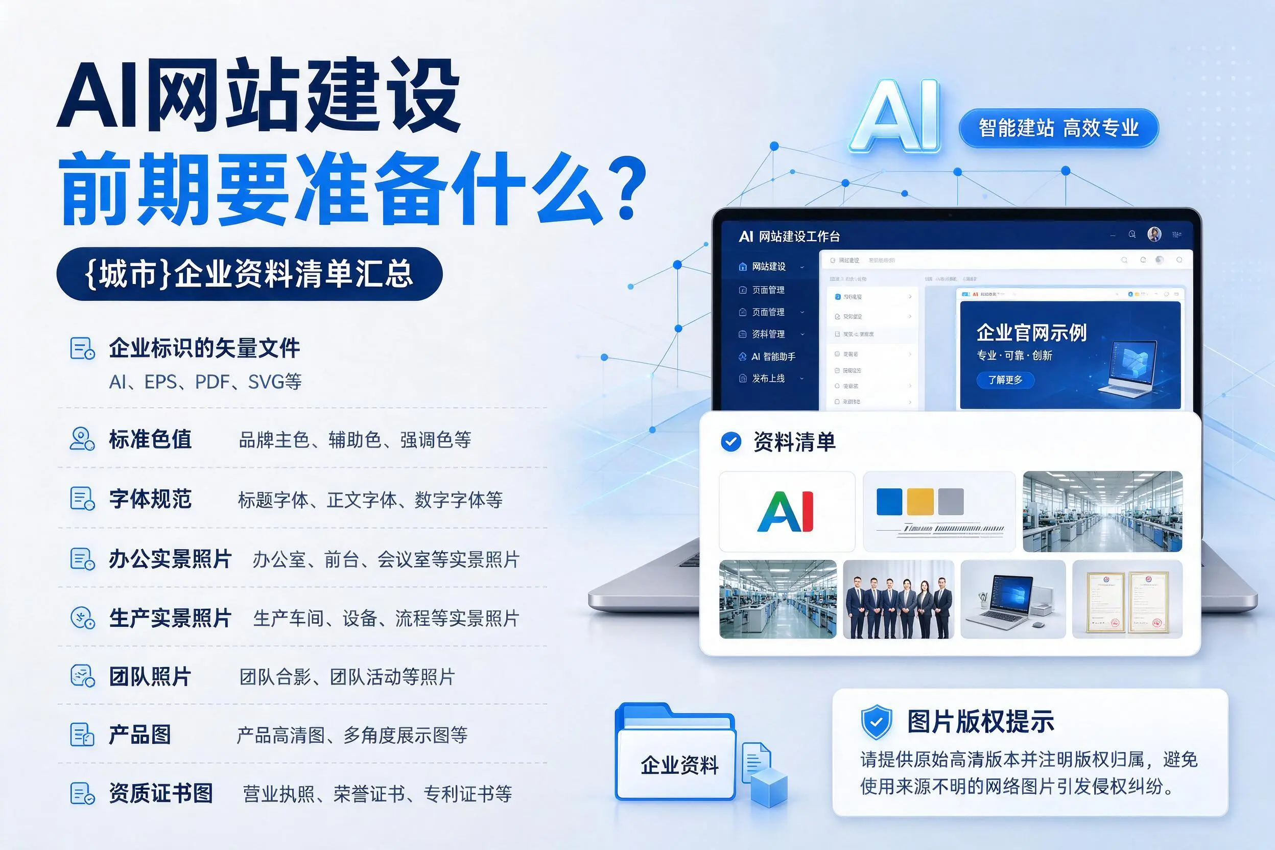 AI网站建设前期要准备什么？吉林企业资料清单汇总