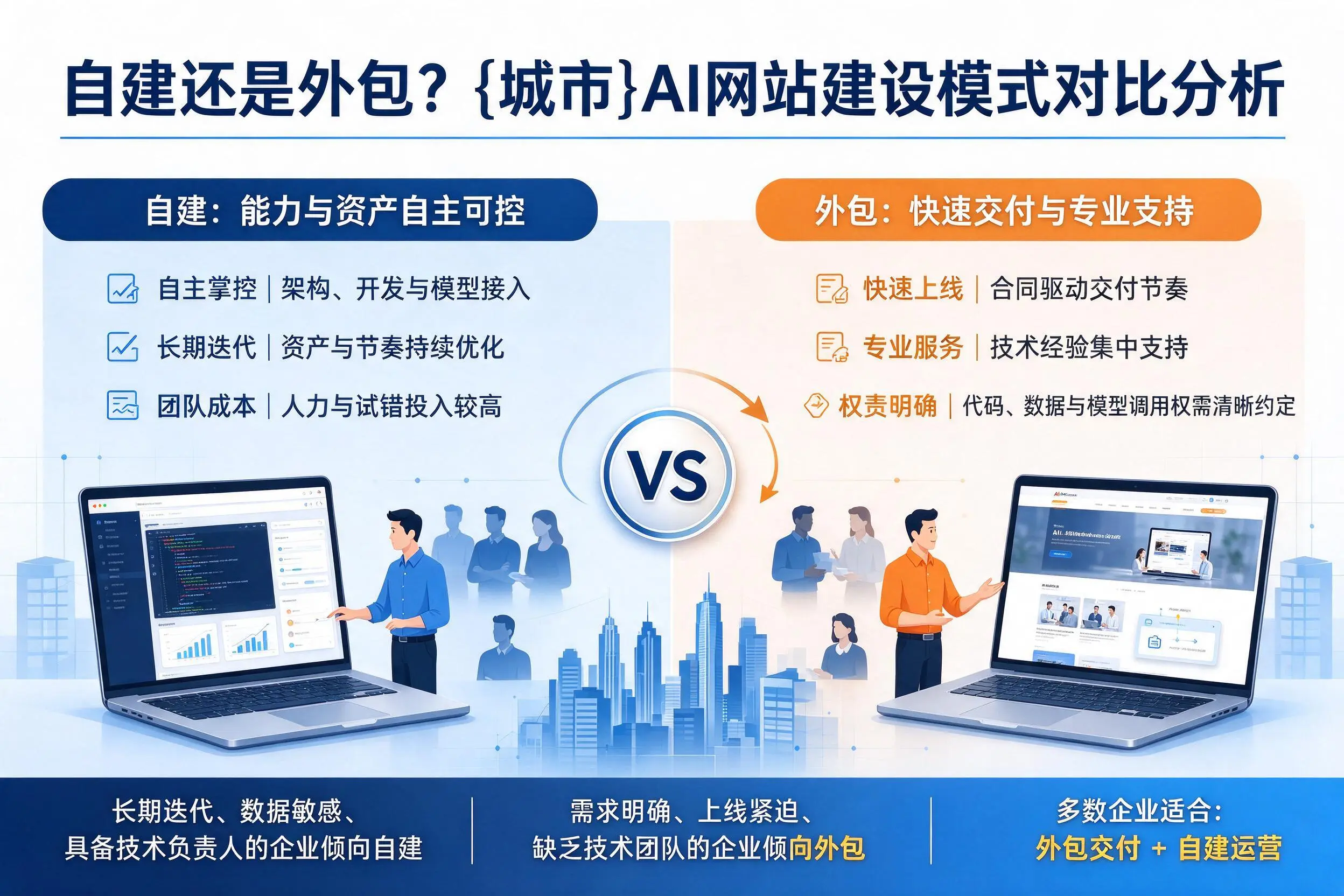 自建还是外包?吉林AI网站建设模式对比分析