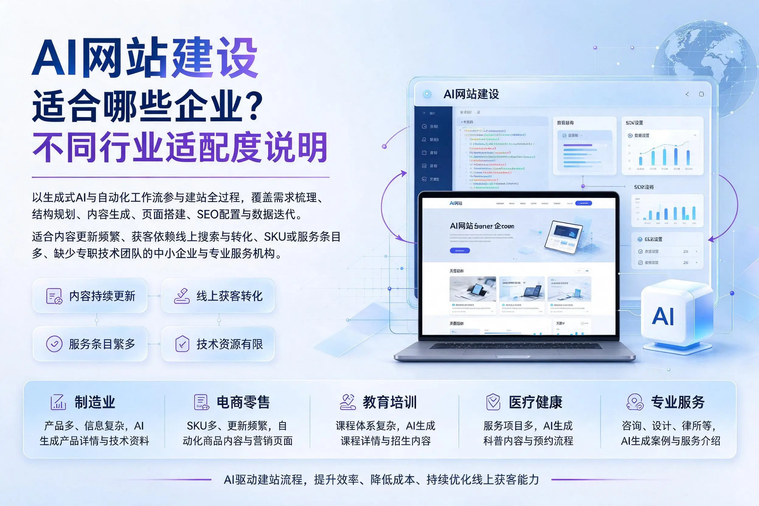 AI网站建设适合哪些企业？吉林不同行业适配度说明